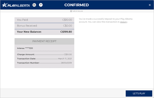 The Successful PlayAlberta Deposit